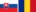 Rumänische Flagge - blau, gelb, rot und slowakische Flagge weiß, blau, rot mit einem Wappen